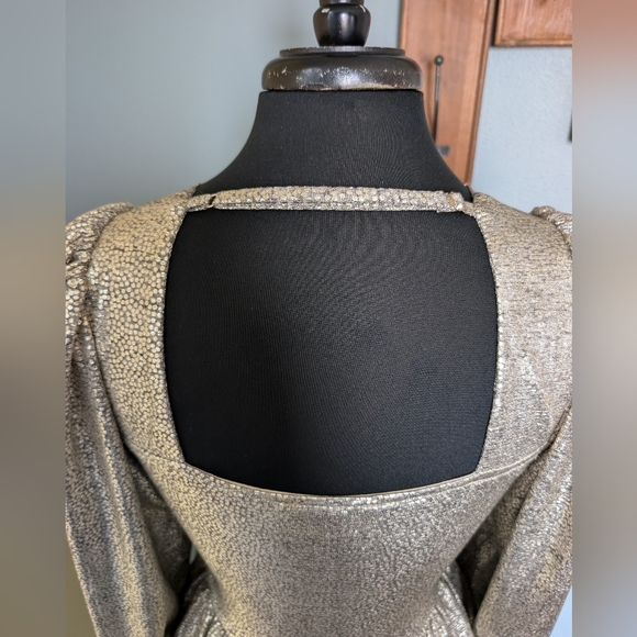 Skies Are Blue Gold Ruffled Wrap Mini Dress Women's Size Small - Picture 11 of 16